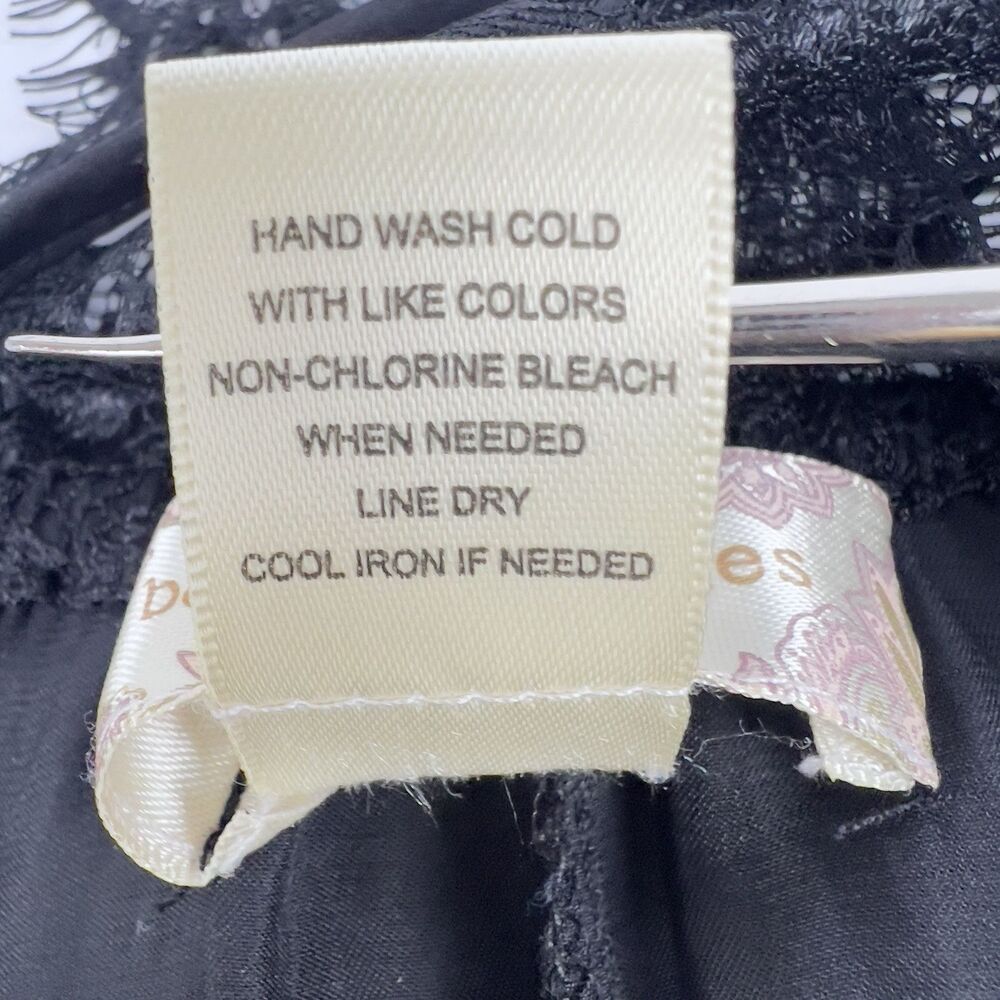 Band of Gypsies Womens L Slip Dress Midi Dress Black Fringe Lace Trim Satin Feel - Picture 6 of 9